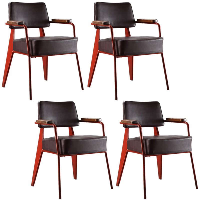 Dining Room Side Chairs Contemporary Metal Kitchen Chair for Home Black-Red With Arms Set of 4 Clearhalo 'Dining Chairs' 'Dining Tables & Seating' 'dining_chair' 'Furniture' 'furniture_dining_chair' 'Kitchen & Dining Furniture' 5086670
