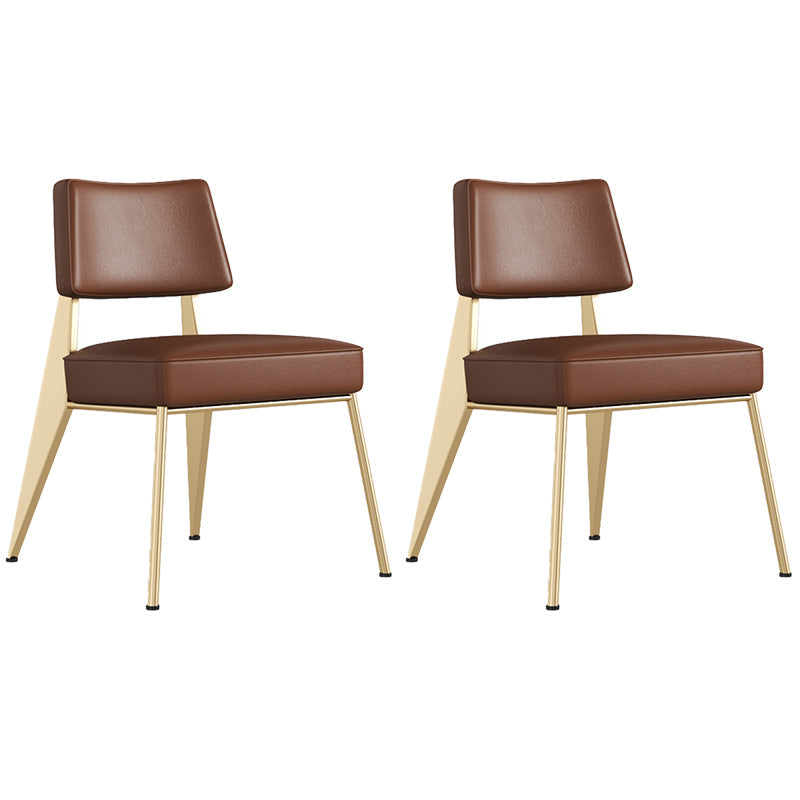 Dining Room Side Chairs Contemporary Metal Kitchen Chair for Home Gold-Brown Armless Set of 2 Clearhalo 'Dining Chairs' 'Dining Tables & Seating' 'dining_chair' 'Furniture' 'furniture_dining_chair' 'Kitchen & Dining Furniture' 5086675