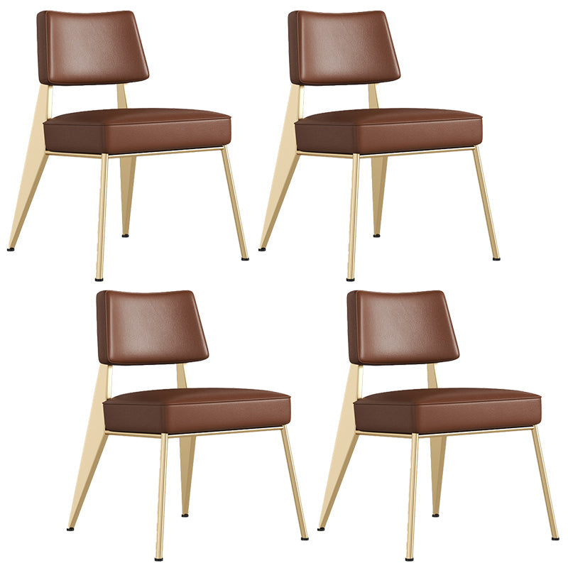 Dining Room Side Chairs Contemporary Metal Kitchen Chair for Home Gold-Brown Armless Set of 4 Clearhalo 'Dining Chairs' 'Dining Tables & Seating' 'dining_chair' 'Furniture' 'furniture_dining_chair' 'Kitchen & Dining Furniture' 5086676