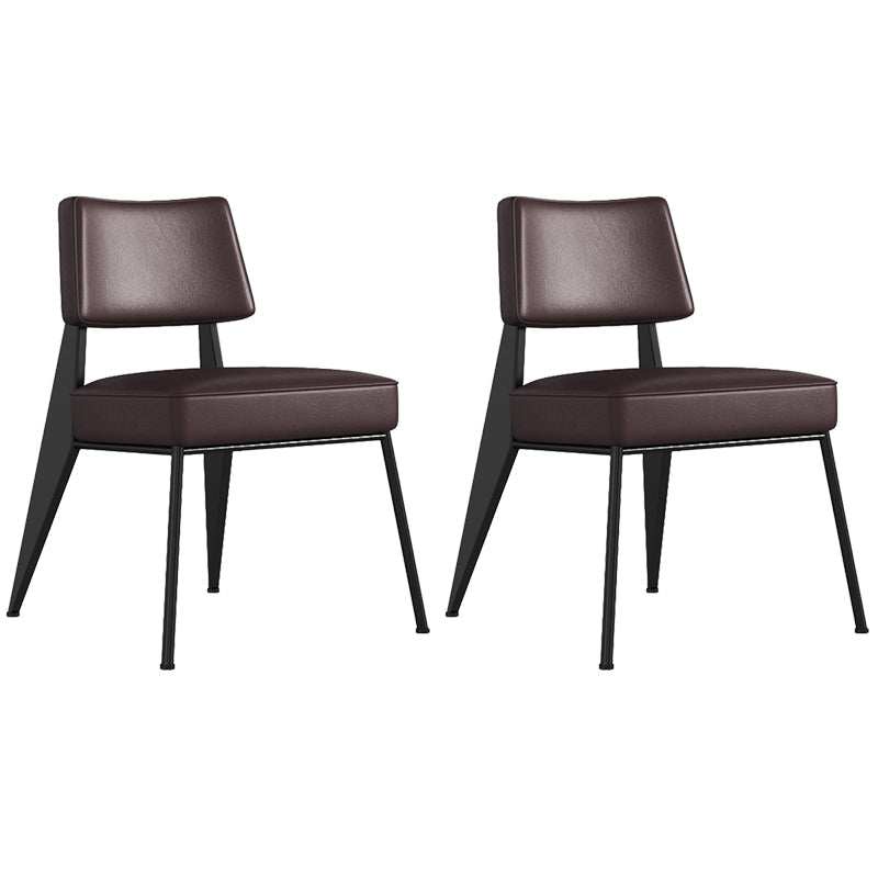 Dining Room Side Chairs Contemporary Metal Kitchen Chair for Home Black-Brown Armless Set of 2 Clearhalo 'Dining Chairs' 'Dining Tables & Seating' 'dining_chair' 'Furniture' 'furniture_dining_chair' 'Kitchen & Dining Furniture' 5086684