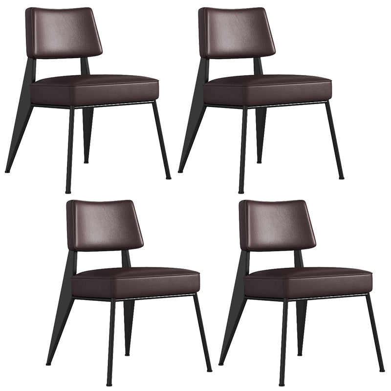 Dining Room Side Chairs Contemporary Metal Kitchen Chair for Home Black-Brown Armless Set of 4 Clearhalo 'Dining Chairs' 'Dining Tables & Seating' 'dining_chair' 'Furniture' 'furniture_dining_chair' 'Kitchen & Dining Furniture' 5086685