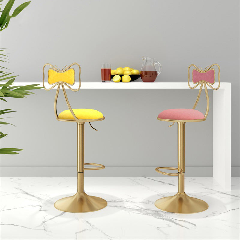 Glam Iron Adjustable Swivel Barstool Low Back Indoor Tall Stool with Upholstered Seat Clearhalo 'Bar Furniture' 'Bar Stools' 'bar_stools' 'furn' 'furn_bar_stools' 'Furniture' 'furniture_bar_stools' 'Kitchen & Dining Furniture' 5086698