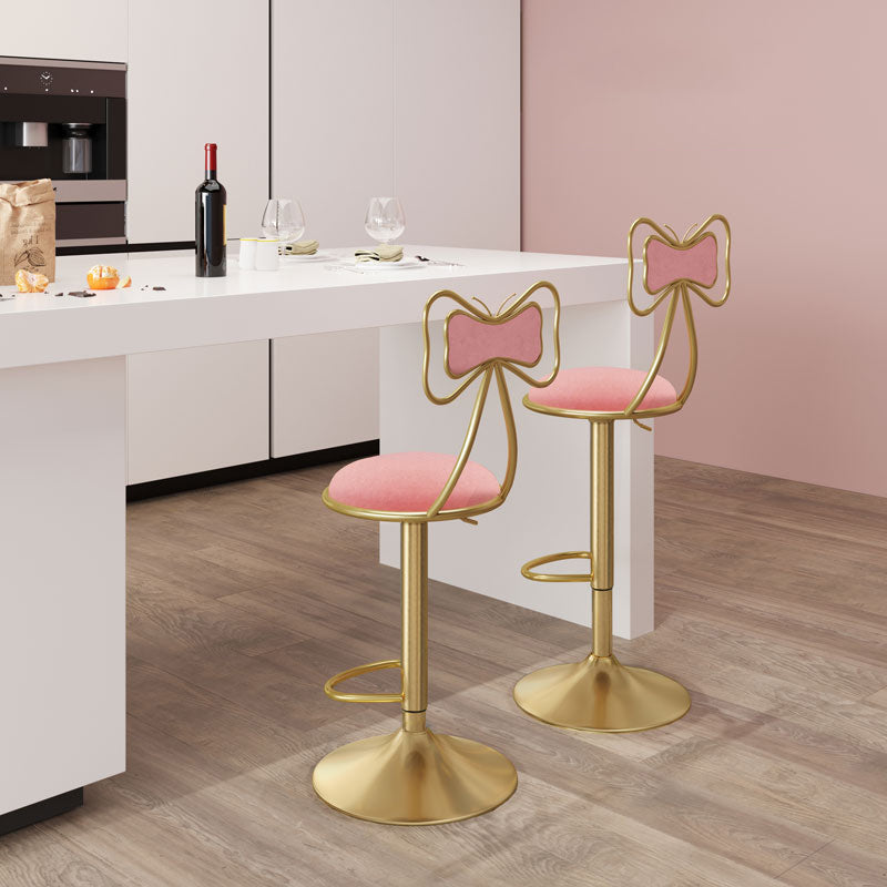 Glam Iron Adjustable Swivel Barstool Low Back Indoor Tall Stool with Upholstered Seat Clearhalo 'Bar Furniture' 'Bar Stools' 'bar_stools' 'furn' 'furn_bar_stools' 'Furniture' 'furniture_bar_stools' 'Kitchen & Dining Furniture' 5086700
