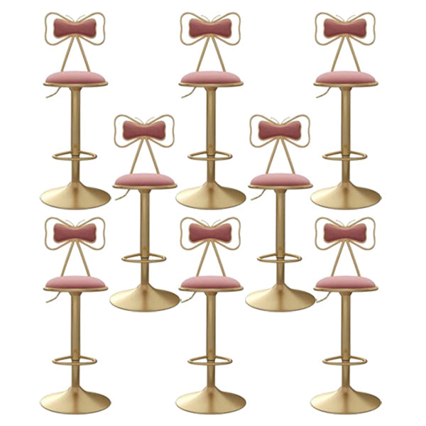 Glam Iron Adjustable Swivel Barstool Low Back Indoor Tall Stool with Upholstered Seat Pink 8 Piece Set Clearhalo 'Bar Furniture' 'Bar Stools' 'bar_stools' 'furn' 'furn_bar_stools' 'Furniture' 'furniture_bar_stools' 'Kitchen & Dining Furniture' 5086701