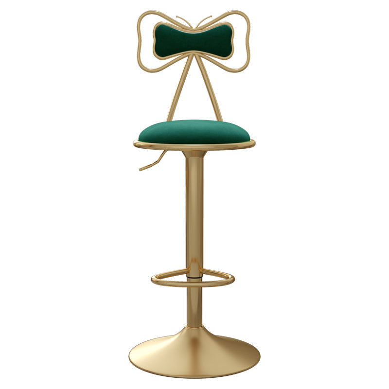 Glam Iron Adjustable Swivel Barstool Low Back Indoor Tall Stool with Upholstered Seat Clearhalo 'Bar Furniture' 'Bar Stools' 'bar_stools' 'furn' 'furn_bar_stools' 'Furniture' 'furniture_bar_stools' 'Kitchen & Dining Furniture' 5086702