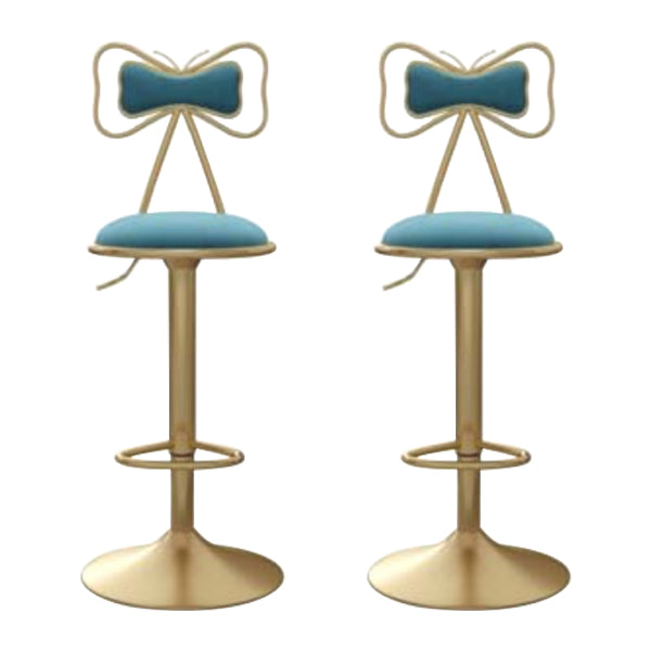 Glam Iron Adjustable Swivel Barstool Low Back Indoor Tall Stool with Upholstered Seat Light Blue 2 Piece Set Clearhalo 'Bar Furniture' 'Bar Stools' 'bar_stools' 'furn' 'furn_bar_stools' 'Furniture' 'furniture_bar_stools' 'Kitchen & Dining Furniture' 5086704