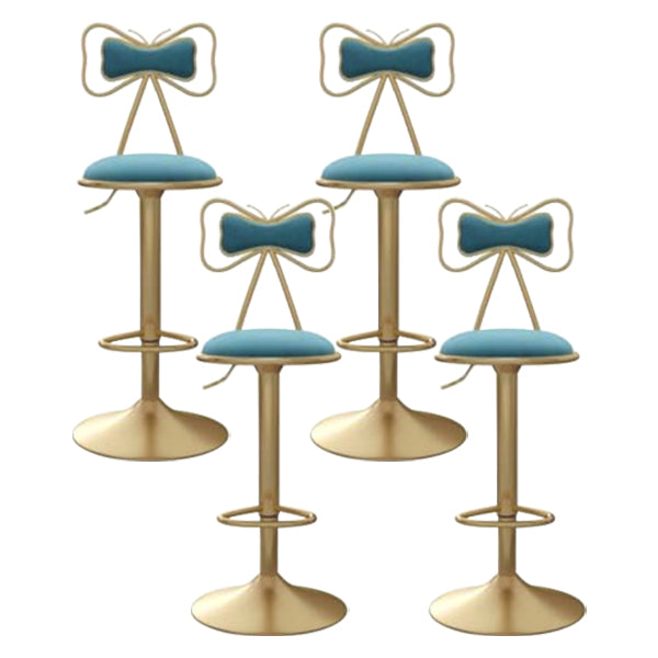 Glam Iron Adjustable Swivel Barstool Low Back Indoor Tall Stool with Upholstered Seat Light Blue 4 Piece Set Clearhalo 'Bar Furniture' 'Bar Stools' 'bar_stools' 'furn' 'furn_bar_stools' 'Furniture' 'furniture_bar_stools' 'Kitchen & Dining Furniture' 5086706