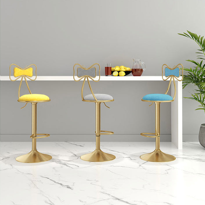 Glam Iron Adjustable Swivel Barstool Low Back Indoor Tall Stool with Upholstered Seat Clearhalo 'Bar Furniture' 'Bar Stools' 'bar_stools' 'furn' 'furn_bar_stools' 'Furniture' 'furniture_bar_stools' 'Kitchen & Dining Furniture' 5086708