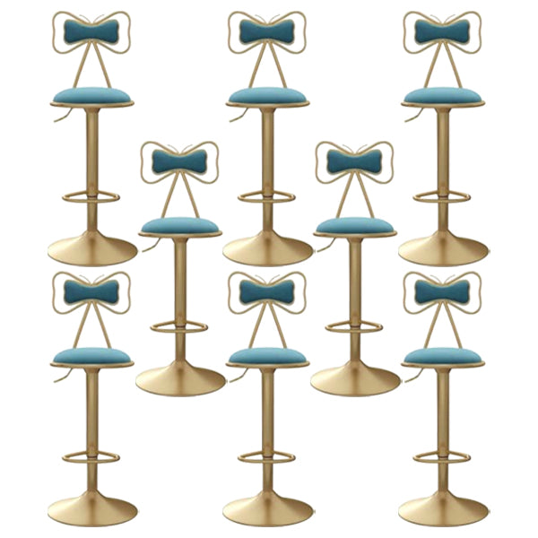 Glam Iron Adjustable Swivel Barstool Low Back Indoor Tall Stool with Upholstered Seat Light Blue 8 Piece Set Clearhalo 'Bar Furniture' 'Bar Stools' 'bar_stools' 'furn' 'furn_bar_stools' 'Furniture' 'furniture_bar_stools' 'Kitchen & Dining Furniture' 5086710