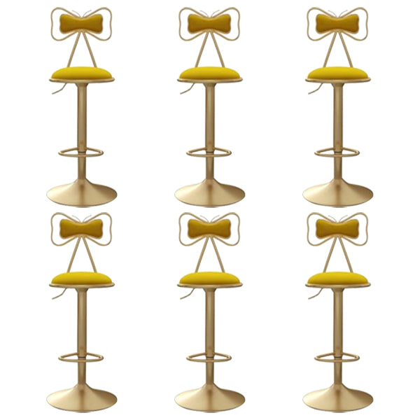 Glam Iron Adjustable Swivel Barstool Low Back Indoor Tall Stool with Upholstered Seat Yellow 6 Piece Set Clearhalo 'Bar Furniture' 'Bar Stools' 'bar_stools' 'furn' 'furn_bar_stools' 'Furniture' 'furniture_bar_stools' 'Kitchen & Dining Furniture' 5086713