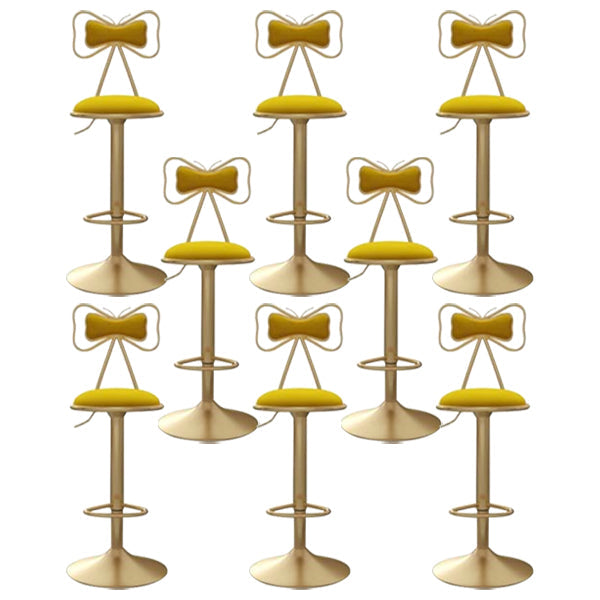 Glam Iron Adjustable Swivel Barstool Low Back Indoor Tall Stool with Upholstered Seat Yellow 8 Piece Set Clearhalo 'Bar Furniture' 'Bar Stools' 'bar_stools' 'furn' 'furn_bar_stools' 'Furniture' 'furniture_bar_stools' 'Kitchen & Dining Furniture' 5086714