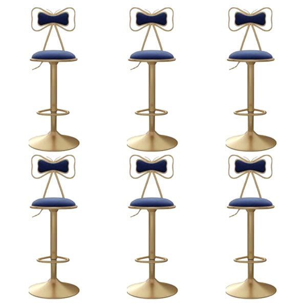 Glam Iron Adjustable Swivel Barstool Low Back Indoor Tall Stool with Upholstered Seat Blue 6 Piece Set Clearhalo 'Bar Furniture' 'Bar Stools' 'bar_stools' 'furn' 'furn_bar_stools' 'Furniture' 'furniture_bar_stools' 'Kitchen & Dining Furniture' 5086717