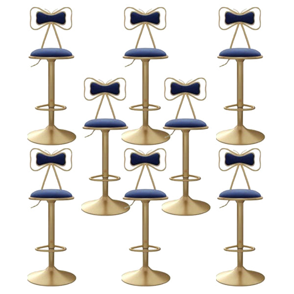 Glam Iron Adjustable Swivel Barstool Low Back Indoor Tall Stool with Upholstered Seat Blue 8 Piece Set Clearhalo 'Bar Furniture' 'Bar Stools' 'bar_stools' 'furn' 'furn_bar_stools' 'Furniture' 'furniture_bar_stools' 'Kitchen & Dining Furniture' 5086718