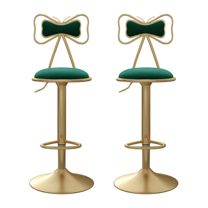 Glam Iron Adjustable Swivel Barstool Low Back Indoor Tall Stool with Upholstered Seat Green 2 Piece Set Clearhalo 'Bar Furniture' 'Bar Stools' 'bar_stools' 'furn' 'furn_bar_stools' 'Furniture' 'furniture_bar_stools' 'Kitchen & Dining Furniture' 5086719