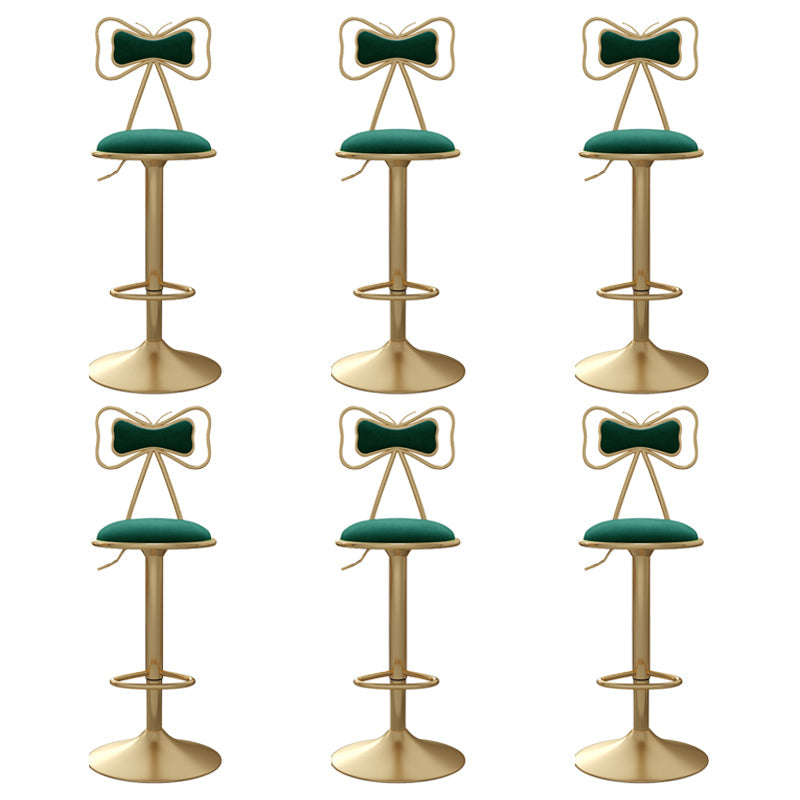 Glam Iron Adjustable Swivel Barstool Low Back Indoor Tall Stool with Upholstered Seat Green 6 Piece Set Clearhalo 'Bar Furniture' 'Bar Stools' 'bar_stools' 'furn' 'furn_bar_stools' 'Furniture' 'furniture_bar_stools' 'Kitchen & Dining Furniture' 5086721