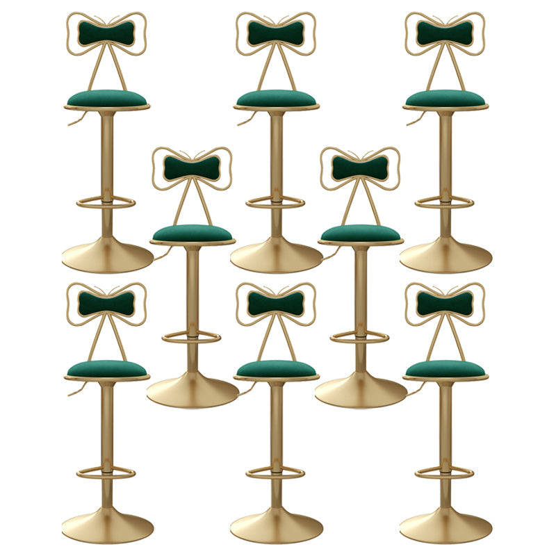 Glam Iron Adjustable Swivel Barstool Low Back Indoor Tall Stool with Upholstered Seat Green 8 Piece Set Clearhalo 'Bar Furniture' 'Bar Stools' 'bar_stools' 'furn' 'furn_bar_stools' 'Furniture' 'furniture_bar_stools' 'Kitchen & Dining Furniture' 5086722