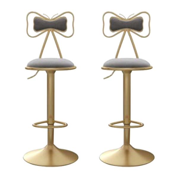 Glam Iron Adjustable Swivel Barstool Low Back Indoor Tall Stool with Upholstered Seat Grey 2 Piece Set Clearhalo 'Bar Furniture' 'Bar Stools' 'bar_stools' 'furn' 'furn_bar_stools' 'Furniture' 'furniture_bar_stools' 'Kitchen & Dining Furniture' 5086723