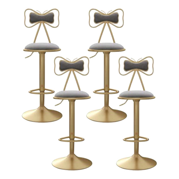 Glam Iron Adjustable Swivel Barstool Low Back Indoor Tall Stool with Upholstered Seat Grey 4 Piece Set Clearhalo 'Bar Furniture' 'Bar Stools' 'bar_stools' 'furn' 'furn_bar_stools' 'Furniture' 'furniture_bar_stools' 'Kitchen & Dining Furniture' 5086724