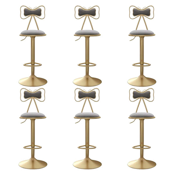 Glam Iron Adjustable Swivel Barstool Low Back Indoor Tall Stool with Upholstered Seat Grey 6 Piece Set Clearhalo 'Bar Furniture' 'Bar Stools' 'bar_stools' 'furn' 'furn_bar_stools' 'Furniture' 'furniture_bar_stools' 'Kitchen & Dining Furniture' 5086725
