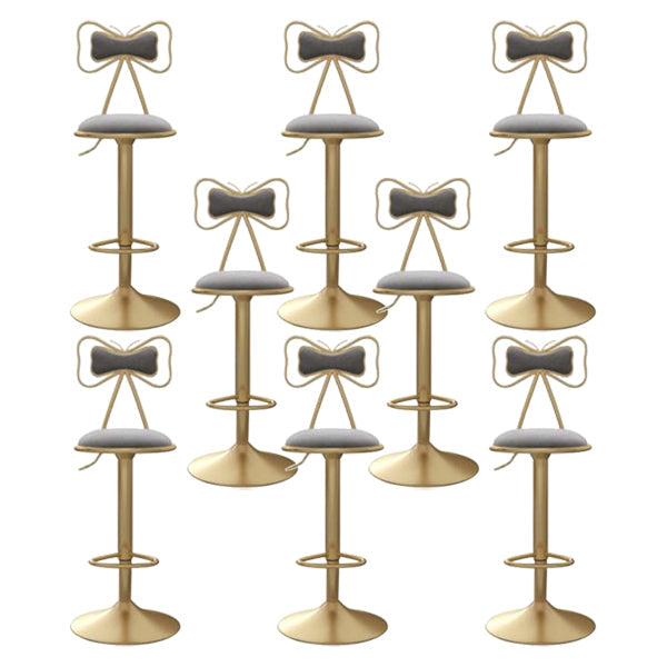 Glam Iron Adjustable Swivel Barstool Low Back Indoor Tall Stool with Upholstered Seat Grey 8 Piece Set Clearhalo 'Bar Furniture' 'Bar Stools' 'bar_stools' 'furn' 'furn_bar_stools' 'Furniture' 'furniture_bar_stools' 'Kitchen & Dining Furniture' 5086726