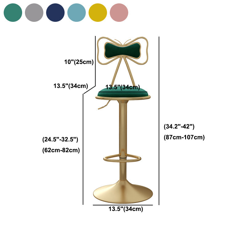 Glam Iron Adjustable Swivel Barstool Low Back Indoor Tall Stool with Upholstered Seat Clearhalo 'Bar Furniture' 'Bar Stools' 'bar_stools' 'furn' 'furn_bar_stools' 'Furniture' 'furniture_bar_stools' 'Kitchen & Dining Furniture' 5086727