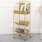 3-Shelf Metal Geometric Bookshelf Contemporary Closed Back Book Shelf,39" H x 11" W Gold Clearhalo 'Bookcases' 'furn' 'furn_bookcases' 'Furniture' 'furniture_bookcases' 'Office Furniture' 5086884