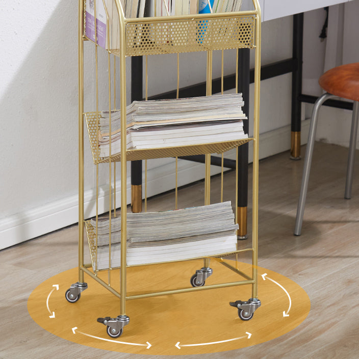 3-Shelf Metal Geometric Bookshelf Contemporary Closed Back Book Shelf,39" H x 11" W Clearhalo 'Bookcases' 'furn' 'furn_bookcases' 'Furniture' 'furniture_bookcases' 'Office Furniture' 5086888