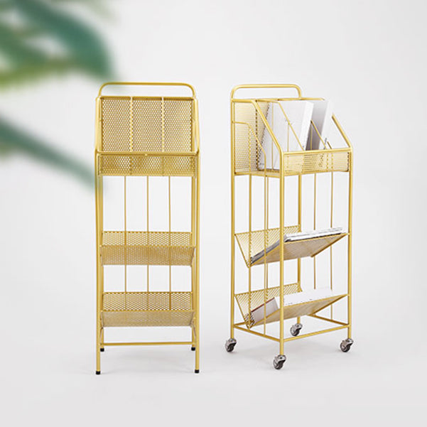 3-Shelf Metal Geometric Bookshelf Contemporary Closed Back Book Shelf,39" H x 11" W Clearhalo 'Bookcases' 'furn' 'furn_bookcases' 'Furniture' 'furniture_bookcases' 'Office Furniture' 5086891