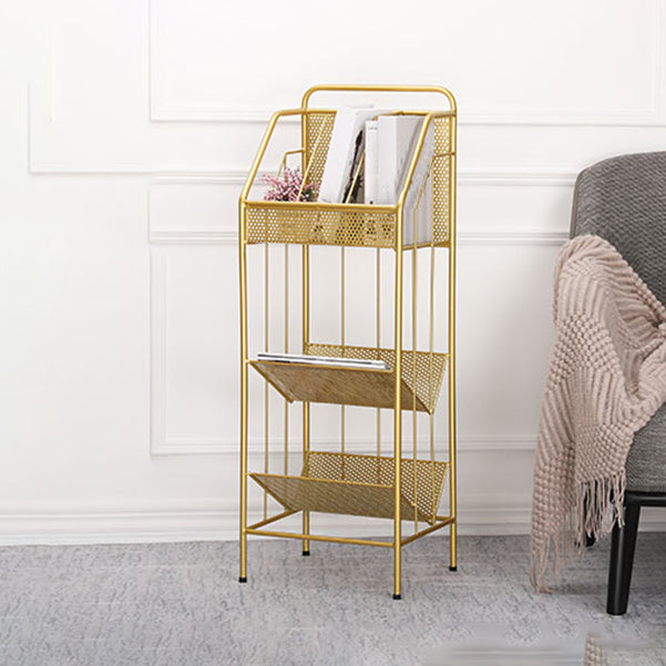 3-Shelf Metal Geometric Bookshelf Contemporary Closed Back Book Shelf,39" H x 11" W Clearhalo 'Bookcases' 'furn' 'furn_bookcases' 'Furniture' 'furniture_bookcases' 'Office Furniture' 5086894