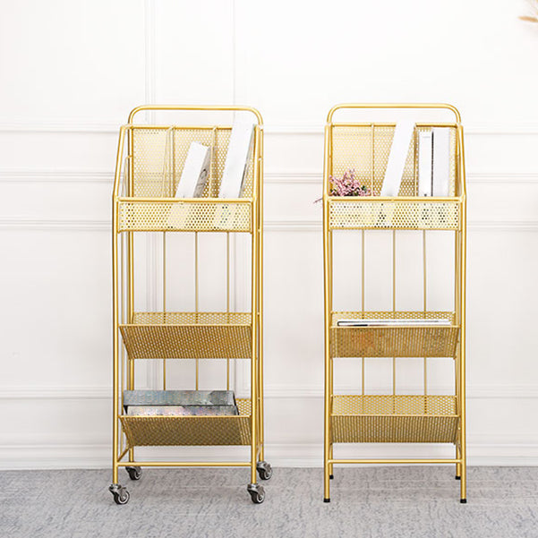 3-Shelf Metal Geometric Bookshelf Contemporary Closed Back Book Shelf,39" H x 11" W Clearhalo 'Bookcases' 'furn' 'furn_bookcases' 'Furniture' 'furniture_bookcases' 'Office Furniture' 5086896