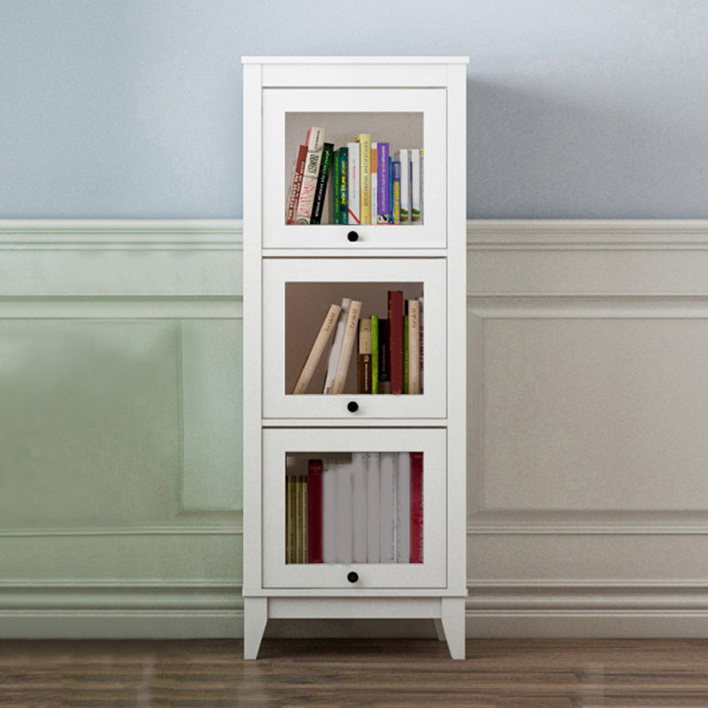White Manufactured Wood Standard Bookcase Modern Bookshelf with Glass Doors 23.6"L x 13.9"W x 52.1"H Clearhalo 'Bookcases' 'furn' 'furn_bookcases' 'Furniture' 'furniture_bookcases' 'Office Furniture' 5086939