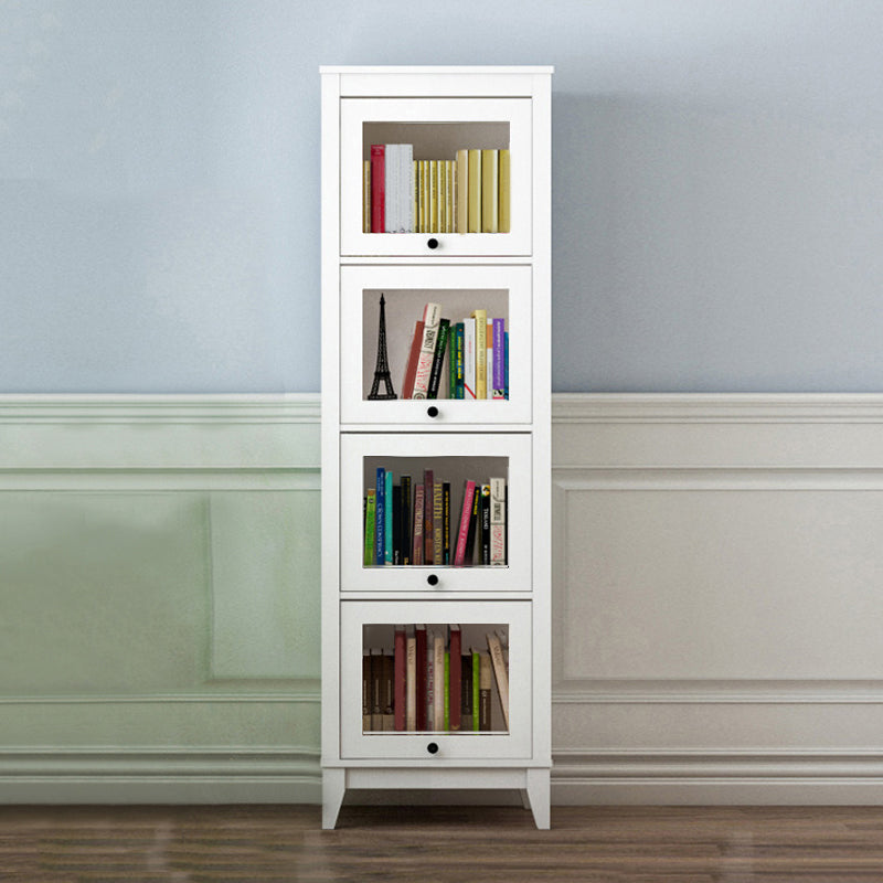 White Manufactured Wood Standard Bookcase Modern Bookshelf with Glass Doors 23.6"L x 13.9"W x 66.8"H Clearhalo 'Bookcases' 'furn' 'furn_bookcases' 'Furniture' 'furniture_bookcases' 'Office Furniture' 5086940