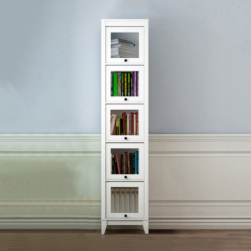 White Manufactured Wood Standard Bookcase Modern Bookshelf with Glass Doors 23.6"L x 13.9"W x 81.5"H Clearhalo 'Bookcases' 'furn' 'furn_bookcases' 'Furniture' 'furniture_bookcases' 'Office Furniture' 5086942
