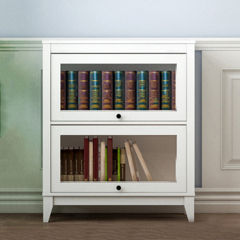 White Manufactured Wood Standard Bookcase Modern Bookshelf with Glass Doors 31.5"L x 13.9"W x 37.4"H Clearhalo 'Bookcases' 'furn' 'furn_bookcases' 'Furniture' 'furniture_bookcases' 'Office Furniture' 5086944