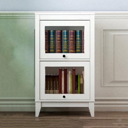 White Manufactured Wood Standard Bookcase Modern Bookshelf with Glass Doors 23.6"L x 13.9"W x 37.4"H Clearhalo 'Bookcases' 'furn' 'furn_bookcases' 'Furniture' 'furniture_bookcases' 'Office Furniture' 5086946