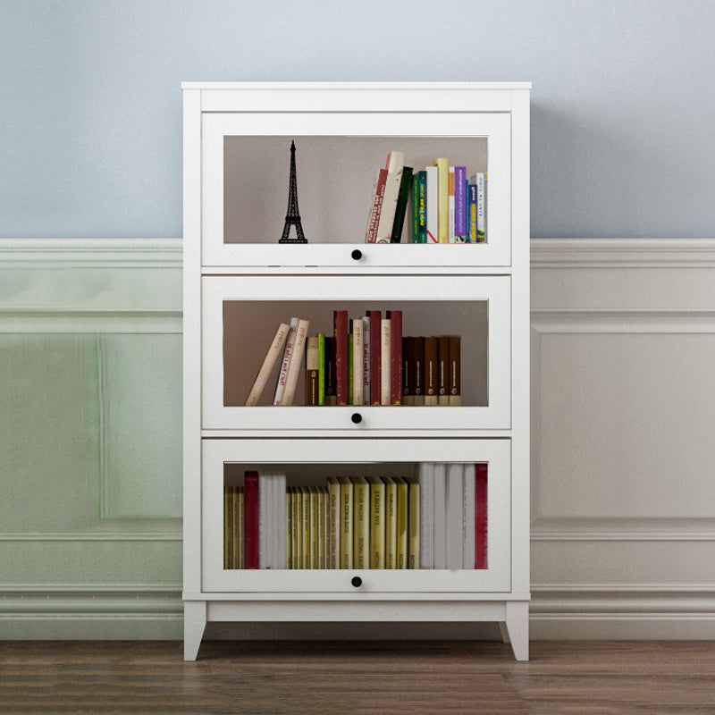 White Manufactured Wood Standard Bookcase Modern Bookshelf with Glass Doors 31.5"L x 13.9"W x 52.1"H Clearhalo 'Bookcases' 'furn' 'furn_bookcases' 'Furniture' 'furniture_bookcases' 'Office Furniture' 5086947