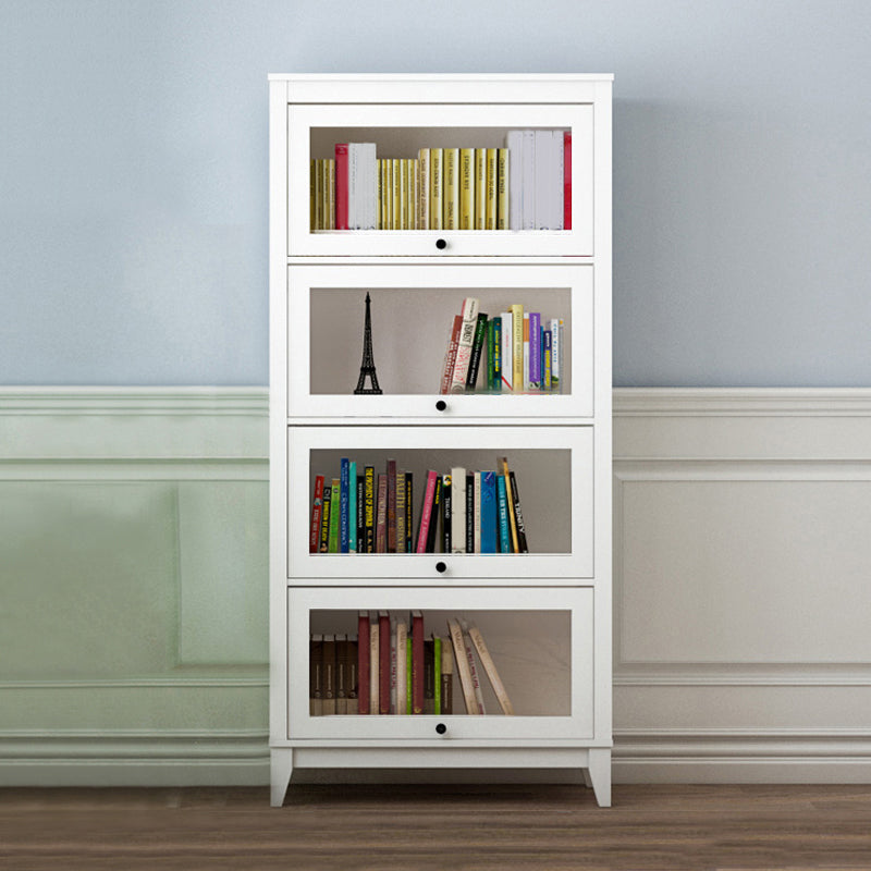 White Manufactured Wood Standard Bookcase Modern Bookshelf with Glass Doors 31.5"L x 13.9"W x 66.8"H Clearhalo 'Bookcases' 'furn' 'furn_bookcases' 'Furniture' 'furniture_bookcases' 'Office Furniture' 5086948