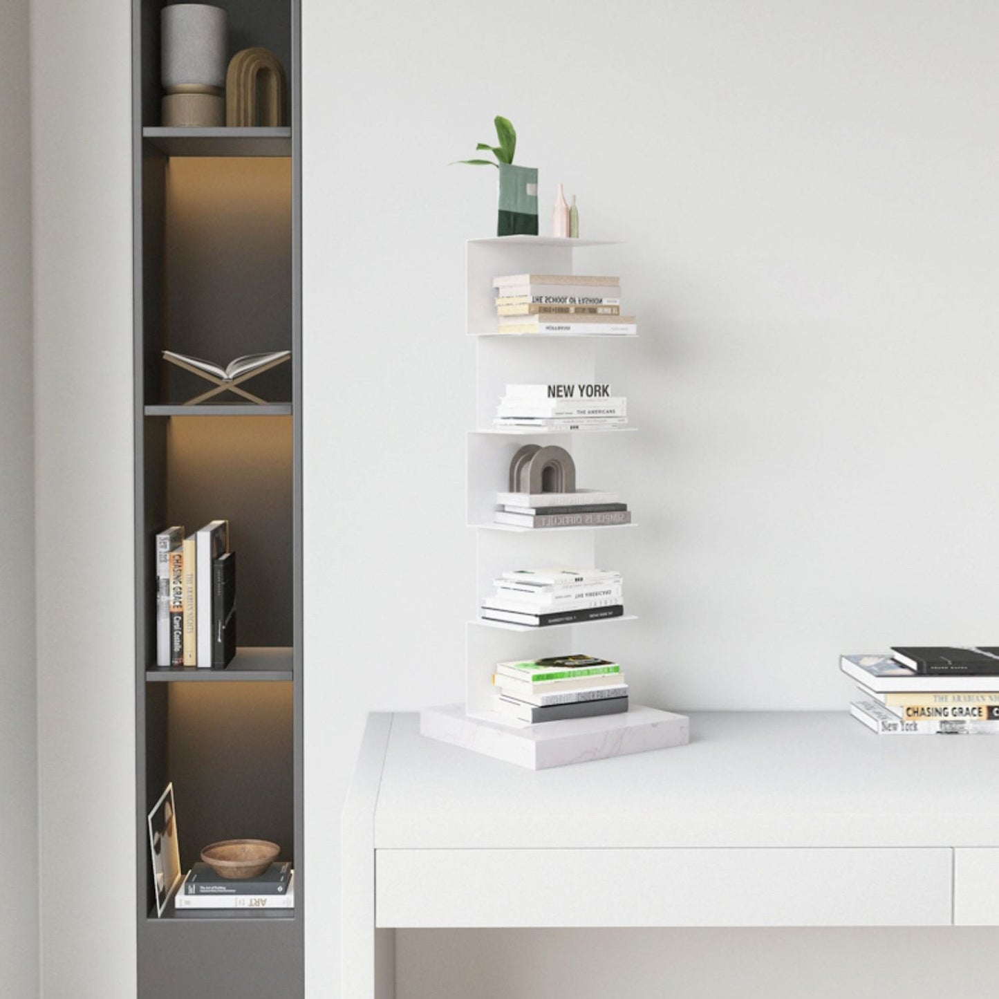 Closed Back Bookcase Contemporary Style Invisible Bookshelf for Study Room and Office Clearhalo 'Bookcases' 'furn' 'furn_bookcases' 'Furniture' 'furniture_bookcases' 'Office Furniture' 5086997