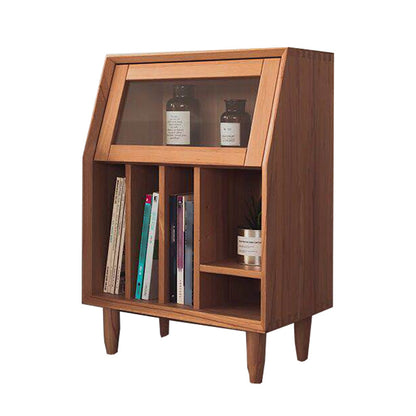 Contemporary Style Bookshelf Closed Back Bookcase for Office and Study Room 18.9"L x 12.6"W x 27.6"H Walnut Clearhalo 'Bookcases' 'furn' 'furn_bookcases' 'Furniture' 'furniture_bookcases' 'Office Furniture' 5087086
