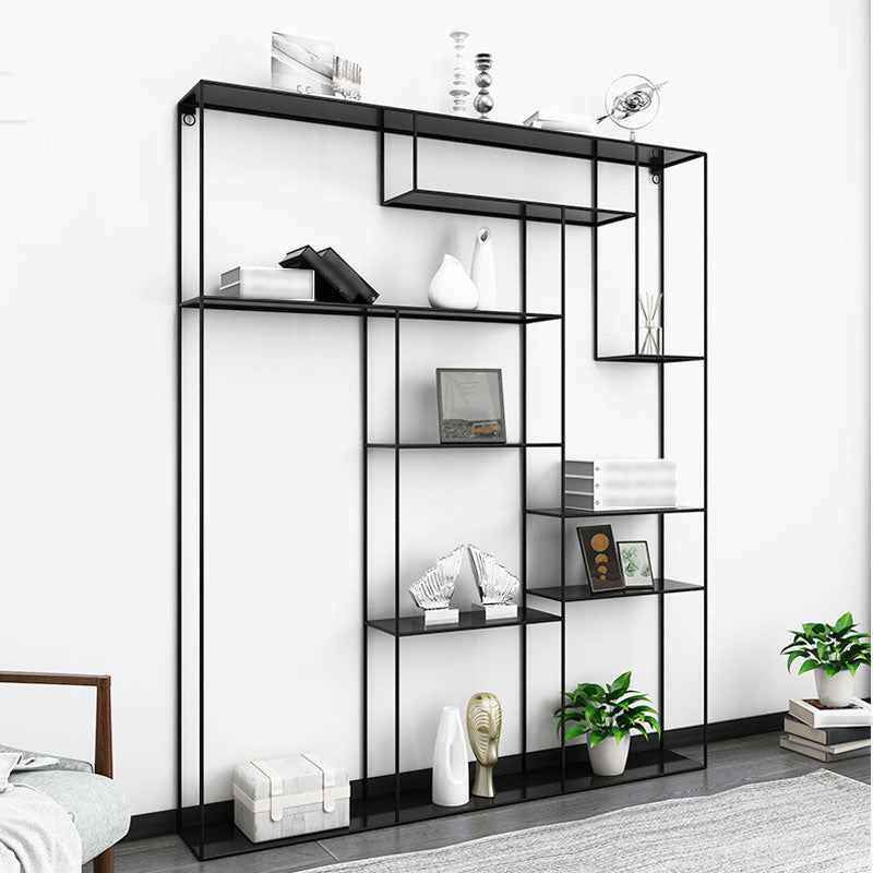 White and Black Etagere Bookshelf Modern Iron Open Bookshelf Clearhalo 'Bookcases' 'furn' 'furn_bookcases' 'Furniture' 'furniture_bookcases' 'Office Furniture' 5087098