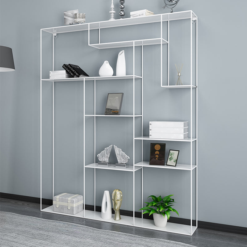 White and Black Etagere Bookshelf Modern Iron Open Bookshelf White Clearhalo 'Bookcases' 'furn' 'furn_bookcases' 'Furniture' 'furniture_bookcases' 'Office Furniture' 5087100