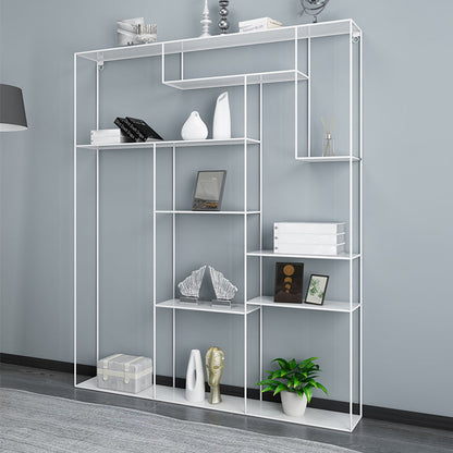 White and Black Etagere Bookshelf Modern Iron Open Bookshelf White Clearhalo 'Bookcases' 'furn' 'furn_bookcases' 'Furniture' 'furniture_bookcases' 'Office Furniture' 5087100