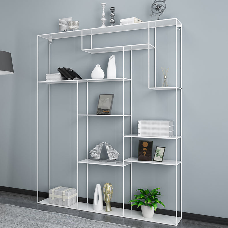 White and Black Etagere Bookshelf Modern Iron Open Bookshelf Clearhalo 'Bookcases' 'furn' 'furn_bookcases' 'Furniture' 'furniture_bookcases' 'Office Furniture' 5087102