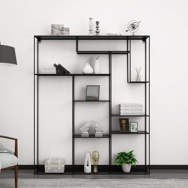 White and Black Etagere Bookshelf Modern Iron Open Bookshelf Clearhalo 'Bookcases' 'furn' 'furn_bookcases' 'Furniture' 'furniture_bookcases' 'Office Furniture' 5087103