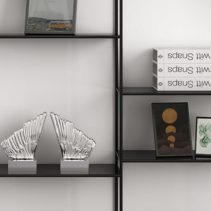 White and Black Etagere Bookshelf Modern Iron Open Bookshelf Clearhalo 'Bookcases' 'furn' 'furn_bookcases' 'Furniture' 'furniture_bookcases' 'Office Furniture' 5087105