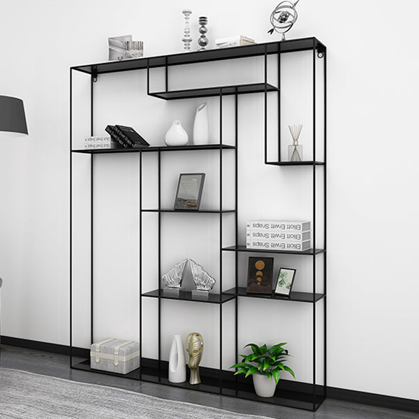 White and Black Etagere Bookshelf Modern Iron Open Bookshelf Clearhalo 'Bookcases' 'furn' 'furn_bookcases' 'Furniture' 'furniture_bookcases' 'Office Furniture' 5087108