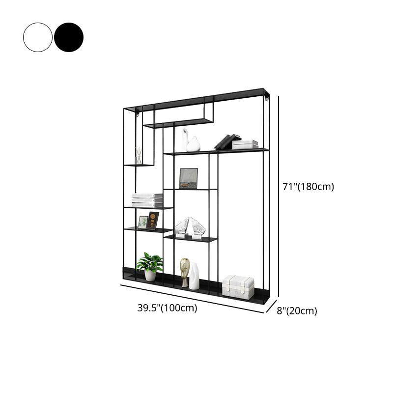 White and Black Etagere Bookshelf Modern Iron Open Bookshelf Clearhalo 'Bookcases' 'furn' 'furn_bookcases' 'Furniture' 'furniture_bookcases' 'Office Furniture' 5087110