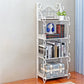 Glam Style Bookcase Shelf Open Back Bookcase for Study Room and Office 13"L x 7.9"W x 34.6"H White Clearhalo 'Bookcases' 'furn' 'furn_bookcases' 'Furniture' 'furniture_bookcases' 'Office Furniture' 5087114