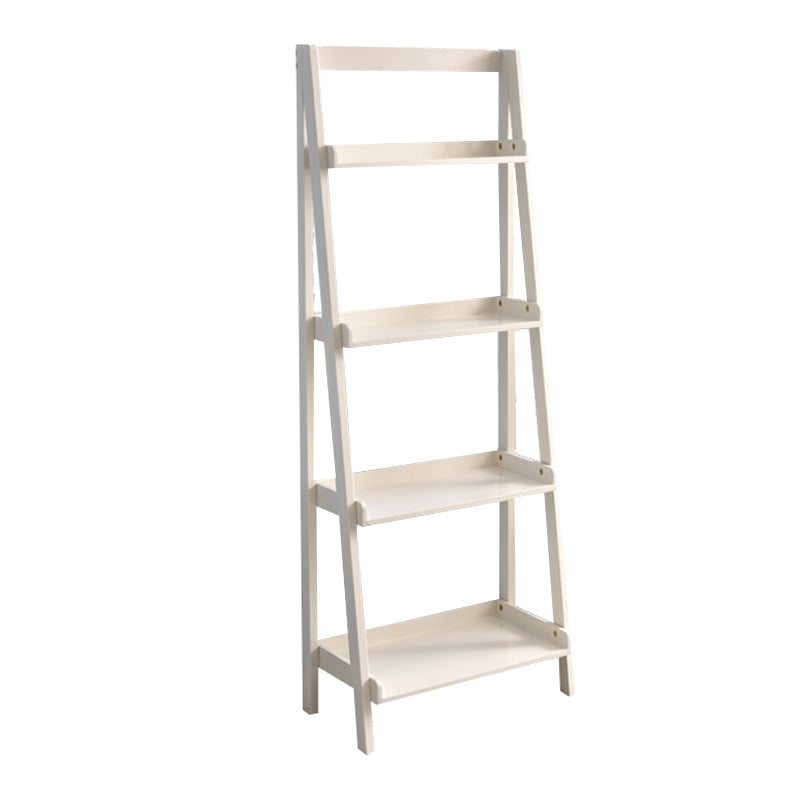 Contemporary Style Ladder Bookcase Wooden Vertical Open Back Book Shelf 17.3"L x 14.2"W x 55.1"H White Clearhalo 'Bookcases' 'furn' 'furn_bookcases' 'Furniture' 'furniture_bookcases' 'Office Furniture' 5087152
