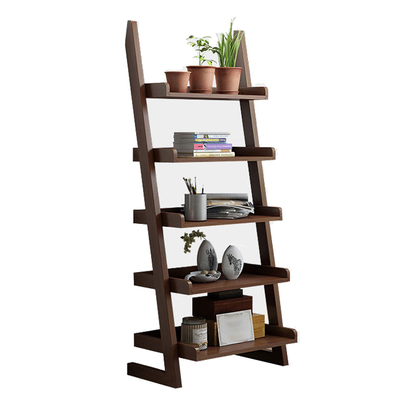 Contemporary Style Ladder Bookcase Wooden Vertical Open Back Book Shelf 23.6"L x 11.8"W x 55.1"H Brown Clearhalo 'Bookcases' 'furn' 'furn_bookcases' 'Furniture' 'furniture_bookcases' 'Office Furniture' 5087157